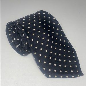 Vintage 90s Bert Pulitzer All Silk Necktie Black Silk with White Silk Polkadots